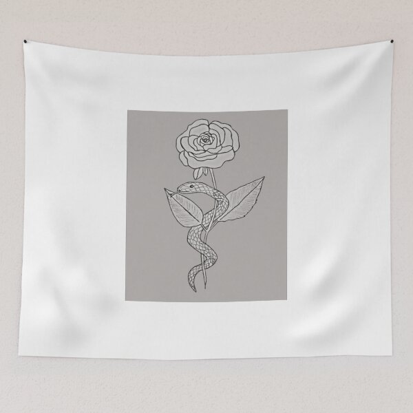 Item preview, Rose And Snake Edgy Tattoo Flash Illustration designed and sold by Rintampoi.