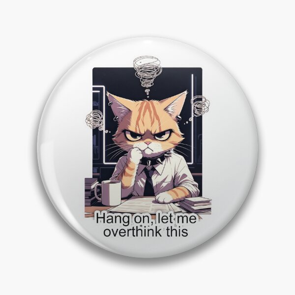Item preview, Anxious Overthinking Goth Cat - Hang On Let Me Overthink This | Office Anxiety Sticker designed and sold by Amber Sky Creations.
