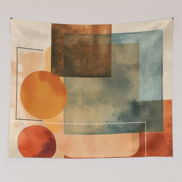 Item preview, Mid-Century Geometric Shapes Modern Abstract - Vintage Earth Tone - Retro Modernist Art designed and sold by GrinGalore.