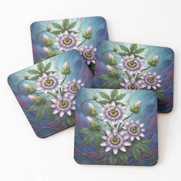 Item preview, Stained Glass Passion Flower Passiflora Illustration designed and sold by Exquisite Design Studio „Paculówka”.