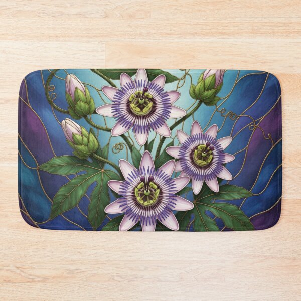 Item preview, Stained Glass Passion Flower Passiflora Illustration designed and sold by Exquisite Design Studio „Paculówka”.