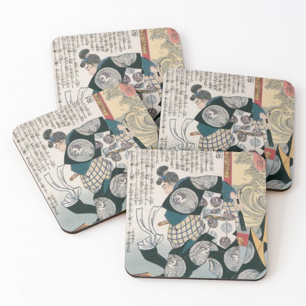 Item preview, Samurai Mori Ranmaru and Ocean Waves - Utagawa Kuniyoshi Ukiyo-e designed and sold by vekotpu.