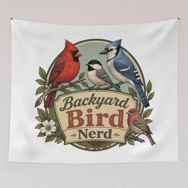 Item preview, Vintage Backyard Bird Nerd Illustration designed and sold by MJ-by-Dharan.