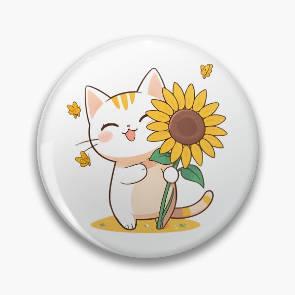 Item preview, Sunflower Cat — Happy Summer Kawaii Cat Sticker designed and sold by tommysworks.
