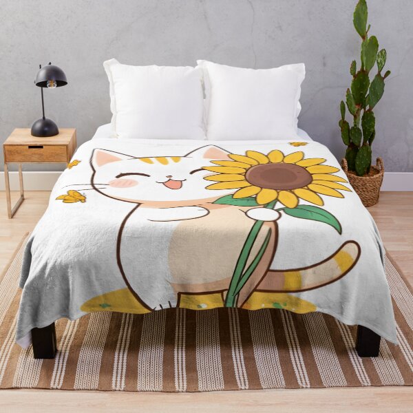 Item preview, Sunflower Cat — Happy Summer Kawaii Cat Sticker designed and sold by tommysworks.