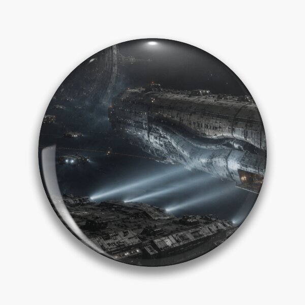 Item preview, Dark Sci-Fi Spaceship Inspection Print | Alien Space Gate and Derelict Freighter Wall Art designed and sold by Element Horizon Studio.
