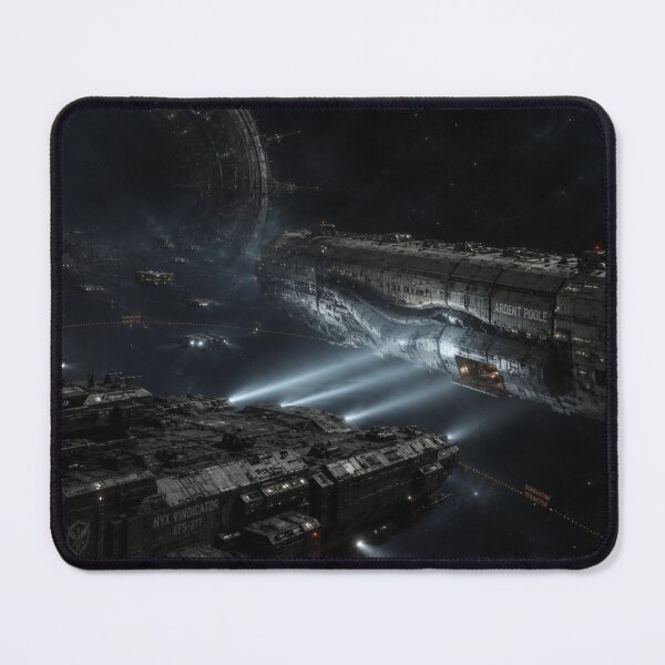 Item preview, Dark Sci-Fi Spaceship Inspection Print | Alien Space Gate and Derelict Freighter Wall Art designed and sold by Element Horizon Studio.