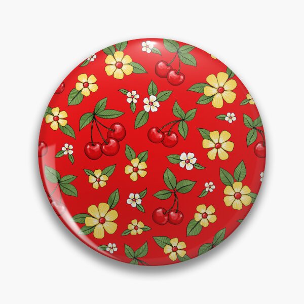 Item preview, Cherries and Blossoms in Red Yellow White and Green  designed and sold by micklyn.