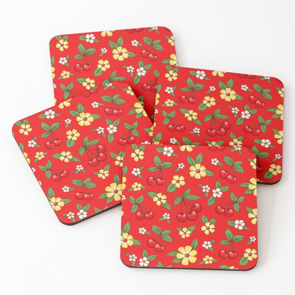 Item preview, Cherries and Blossoms in Red Yellow White and Green  designed and sold by micklyn.