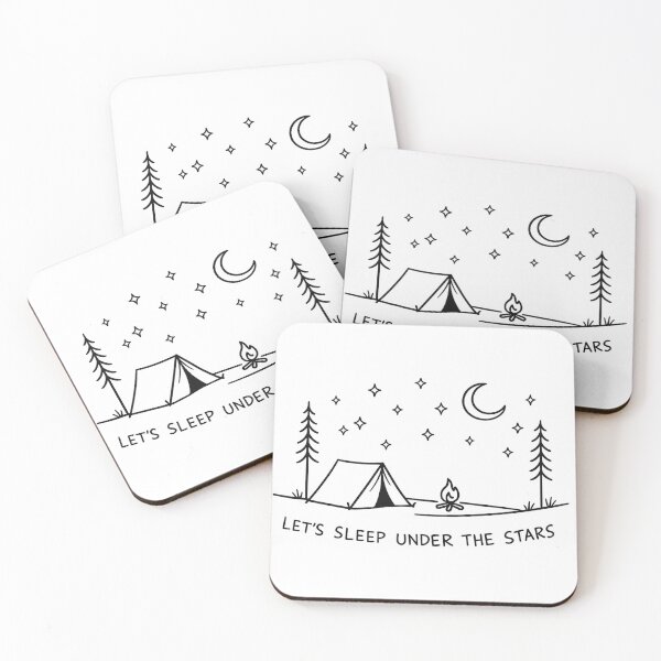 Item preview, Let's Sleep Under The Stars Camping Night Line Art designed and sold by myforestfog.