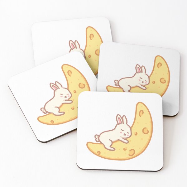 Item preview, Cute Bunny Sleeping on Crescent Moon Kawaii Animal Art designed and sold by LuckyNestCoKids.