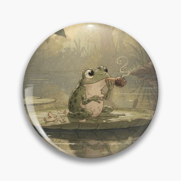 Item preview, Frog Acorn-Whistle Whittler Testing a Tune Cottagecore Art designed and sold by PictorialWhimsy.