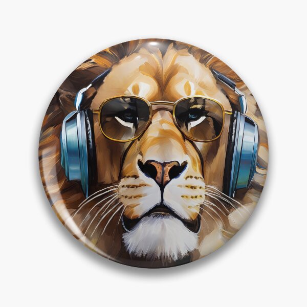 Item preview, Portrait painting rock style lion with headphones designed and sold by TYA - Take Your Art.
