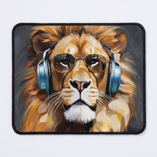 Item preview, Portrait painting rock style lion with headphones designed and sold by TYA - Take Your Art.