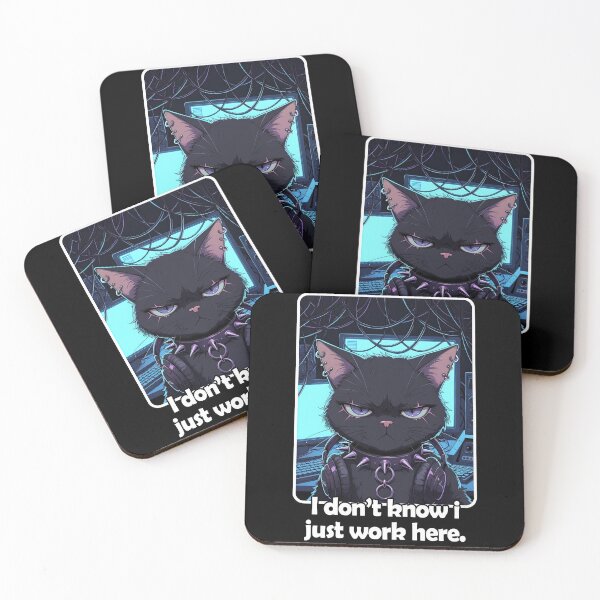 Item preview, Grumpy IT Goth Cat - I Don't Know I Just Work Here | Tech Support Sticker designed and sold by Amber Sky Creations.