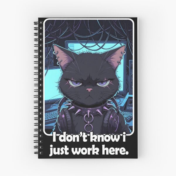 Item preview, Grumpy IT Goth Cat - I Don't Know I Just Work Here | Tech Support Sticker designed and sold by Amber Sky Creations.