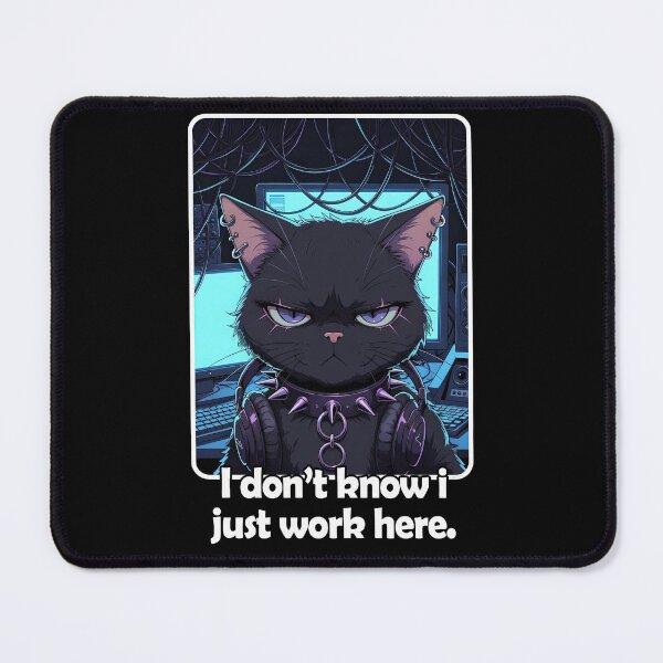 Item preview, Grumpy IT Goth Cat - I Don't Know I Just Work Here | Tech Support Sticker designed and sold by Amber Sky Creations.