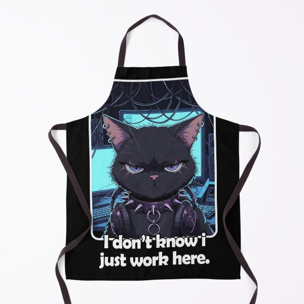 Item preview, Grumpy IT Goth Cat - I Don't Know I Just Work Here | Tech Support Sticker designed and sold by Amber Sky Creations.