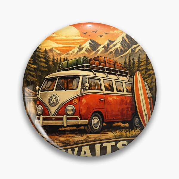 Item preview, Adventure Awaits – Vintage Camper Van Mountain Sunset Travel T-Shirt designed and sold by vinothmech53.