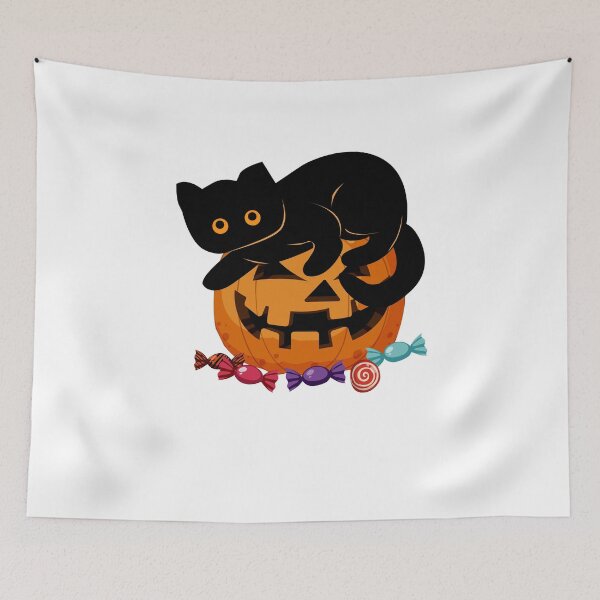 Item preview, Pumpkin Halloween and Black Cat  designed and sold by PurrfectHome.