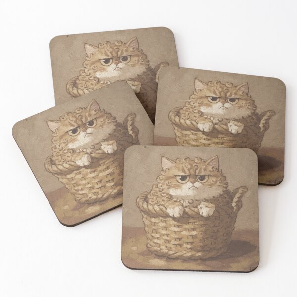 Item preview, Curly Selkirk Rex Stuffed in the Bread Basket Folk Art designed and sold by PictorialWhimsy.