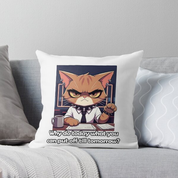 Item preview, Procrastinating Office Goth Cat - Why Do Today What You Can Put Off Till Tomorrow | Lazy Cat Sticker designed and sold by Amber Sky Creations.