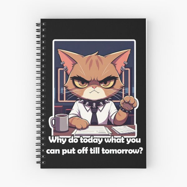 Item preview, Procrastinating Office Goth Cat - Why Do Today What You Can Put Off Till Tomorrow | Lazy Cat Sticker designed and sold by Amber Sky Creations.