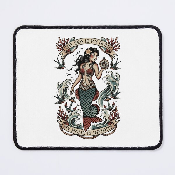 Item preview, Mermaid Old School Tattoo designed and sold by Mario-Mora-Art.