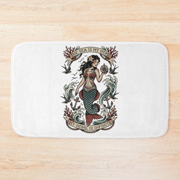 Item preview, Mermaid Old School Tattoo designed and sold by Mario-Mora-Art.