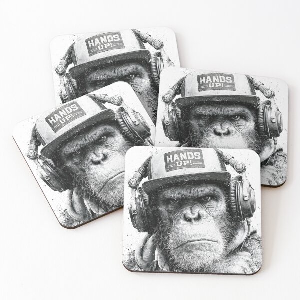 Item preview, Monochrome DJ Monkey Business Ape With Headphones And Cap designed and sold by GrinGalore.