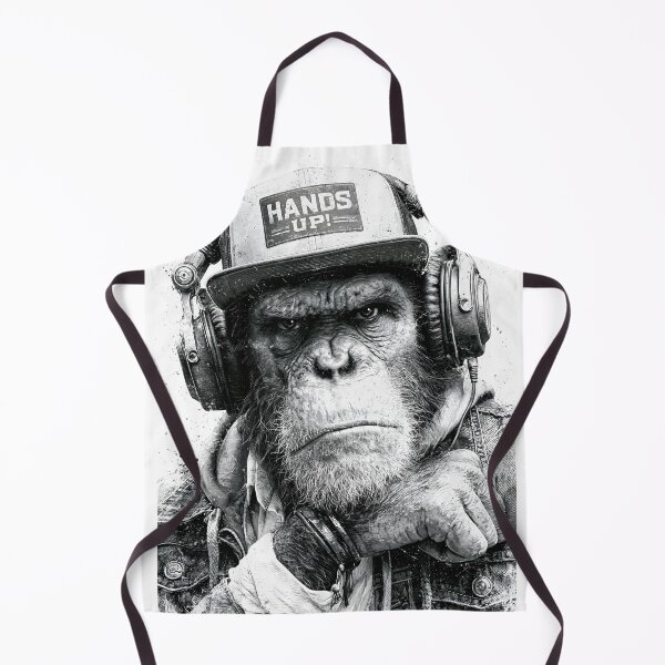 Item preview, Monochrome DJ Monkey Business Ape With Headphones And Cap designed and sold by GrinGalore.