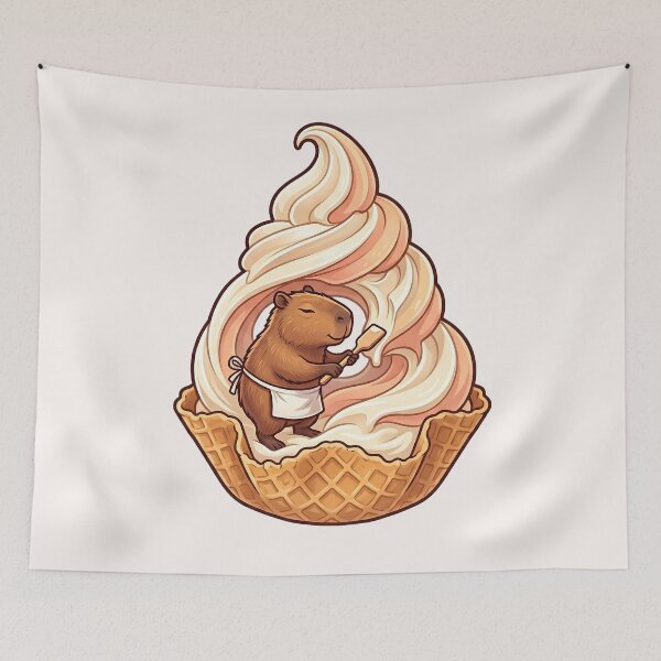 Item preview, Kawaii Chef Capybara Soft Serve Food Trend designed and sold by MythicCotton.