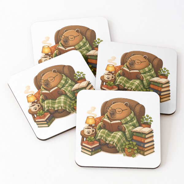 Item preview, Cozy Capybara Reading Books designed and sold by PearlenePearls.