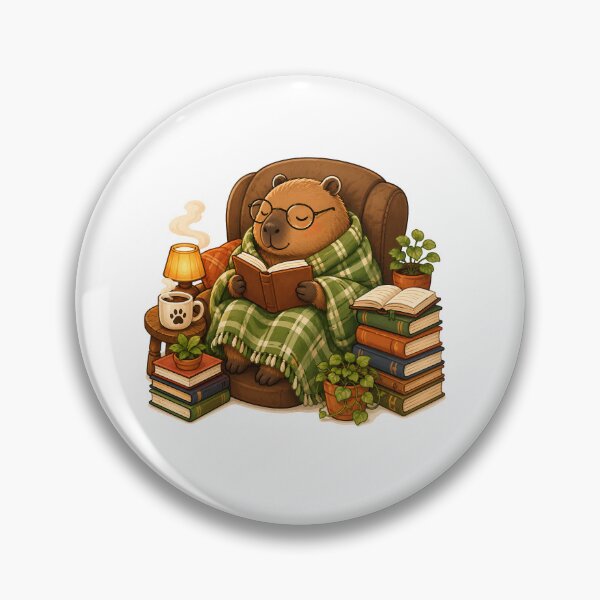 Item preview, Cozy Capybara Reading Books designed and sold by PearlenePearls.