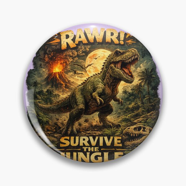 Item preview, RAWR! Survive the Jungle – Retro T-Rex Dinosaur Adventure T-Shirt designed and sold by vinothmech53.