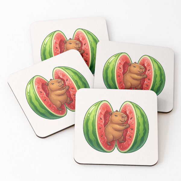 Item preview, Kawaii Capybara Fresh Watermelon Food Trend designed and sold by MythicCotton.
