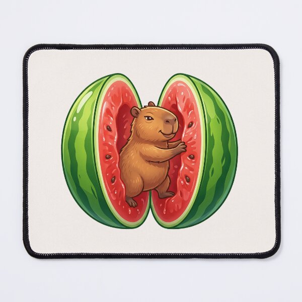 Item preview, Kawaii Capybara Fresh Watermelon Food Trend designed and sold by MythicCotton.