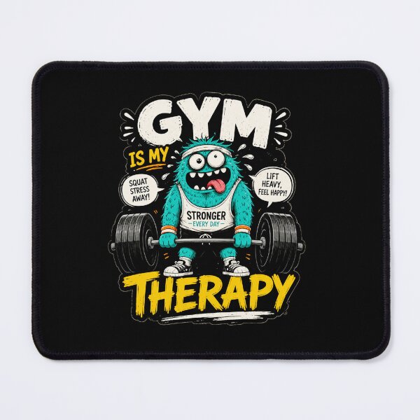 Item preview, Gym Is My Therapy Funny Cartoon Sticker – Workout Motivation Gym Lover Design designed and sold by Artimax-Studio.