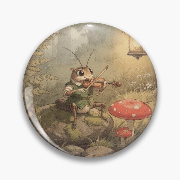 Item preview, Cricket Folk Tuning a Reed Fiddle by the Toadstool designed and sold by PictorialWhimsy.