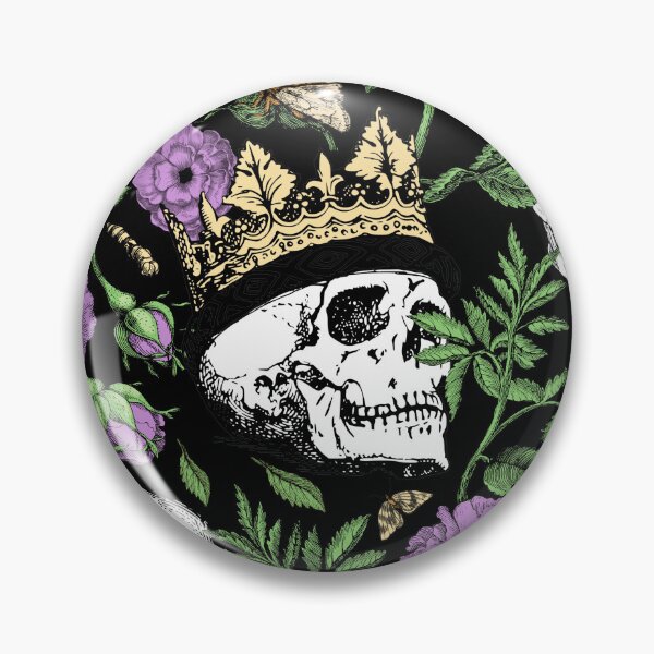 Item preview, Midnight Garden with Purple Roses and Skull Maximalist Gothic Aesthetic Pattern for Halloween and Summerween on Black Background   designed and sold by CanisArtStudio.