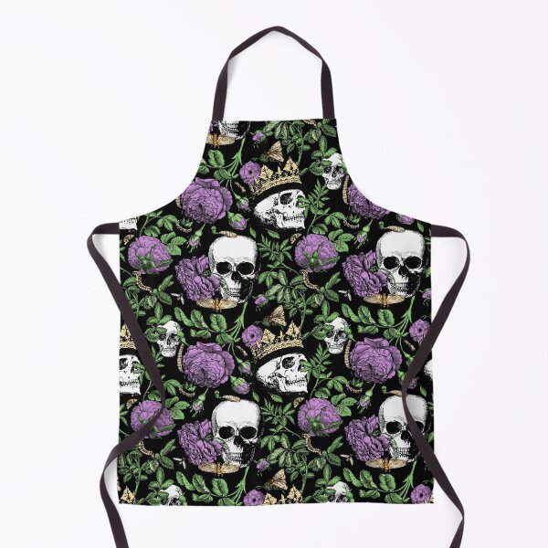 Item preview, Midnight Garden with Purple Roses and Skull Maximalist Gothic Aesthetic Pattern for Halloween and Summerween on Black Background   designed and sold by CanisArtStudio.