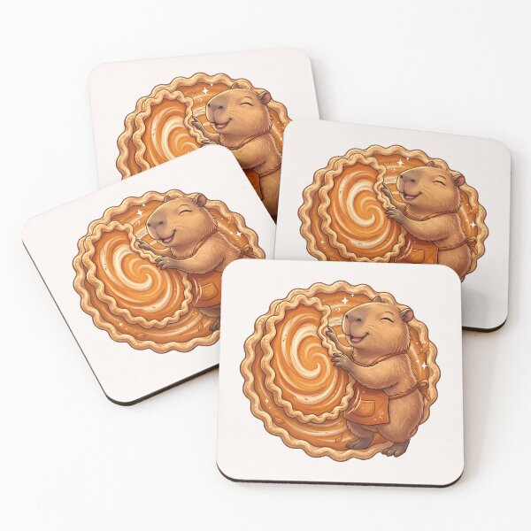 Item preview, Kawaii Capybara Baker Pumpkin Pie Food Trend designed and sold by MythicCotton.