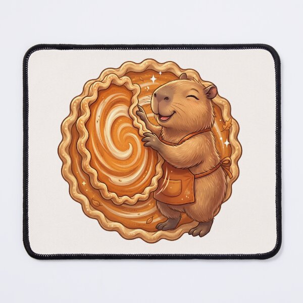 Item preview, Kawaii Capybara Baker Pumpkin Pie Food Trend designed and sold by MythicCotton.