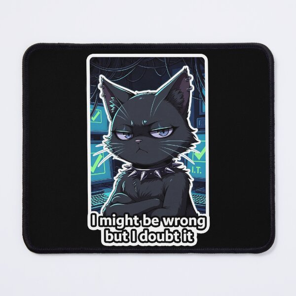 Item preview, Grumpy Goth IT Cat - I Might Be Wrong But I Doubt It | Sarcastic Tech Support Sticker designed and sold by Amber Sky Creations.