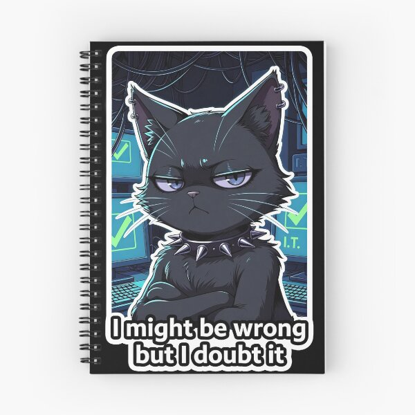 Item preview, Grumpy Goth IT Cat - I Might Be Wrong But I Doubt It | Sarcastic Tech Support Sticker designed and sold by Amber Sky Creations.