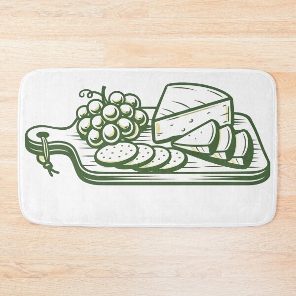 Item preview, Ilustración lineal de una tabla de embutidos: diseño minimalista de queso brie y uvas. designed and sold by Timeless Junction.