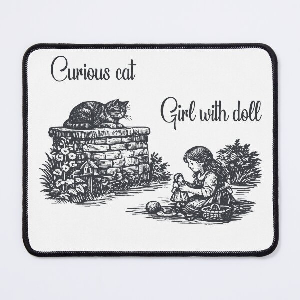 Item preview, Girl with doll and curious cat designed and sold by Martin Studio.