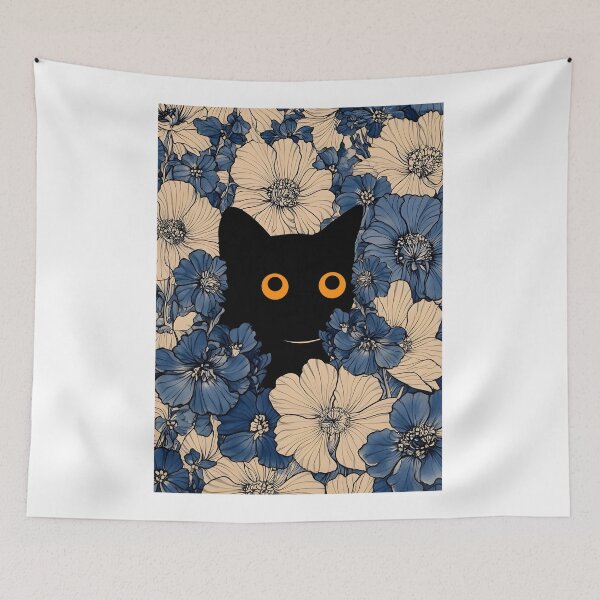 Item preview, Black Cat Daisy Meadow designed and sold by PurrfectHome.