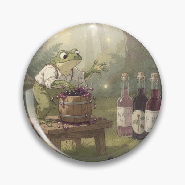 Item preview, Frog Elderberry Vintner Crushing Berries Cottagecore Art designed and sold by PictorialWhimsy.