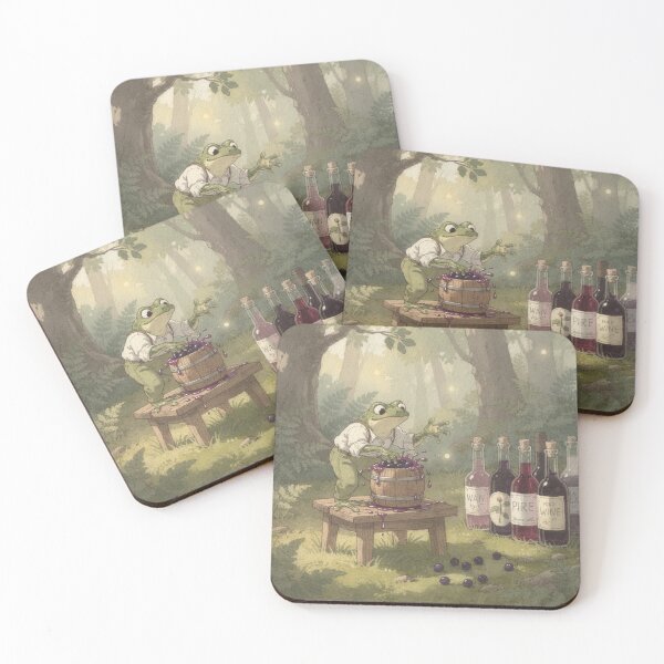 Item preview, Frog Elderberry Vintner Crushing Berries Cottagecore Art designed and sold by PictorialWhimsy.